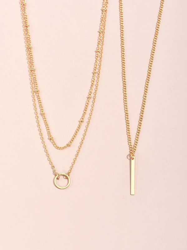2pcs Geometric Pendant Necklace
