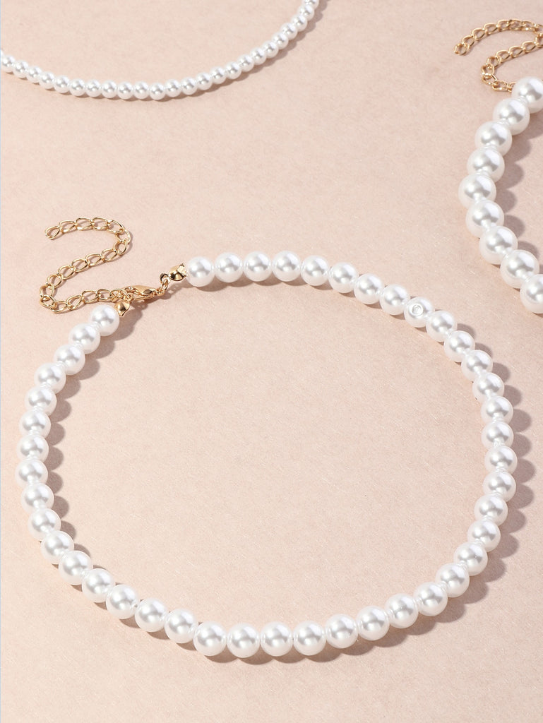 SHEIN X Iman Troye 5pcs Faux Pearl Beaded Necklace
