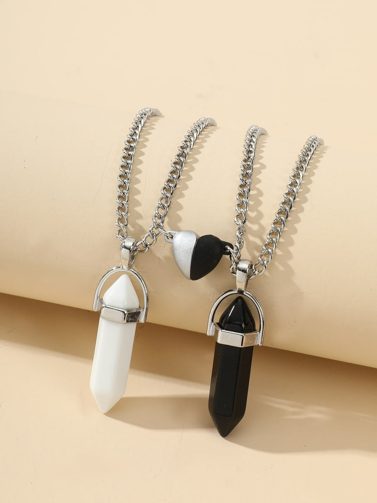 2pcs Stone Pendant Necklace