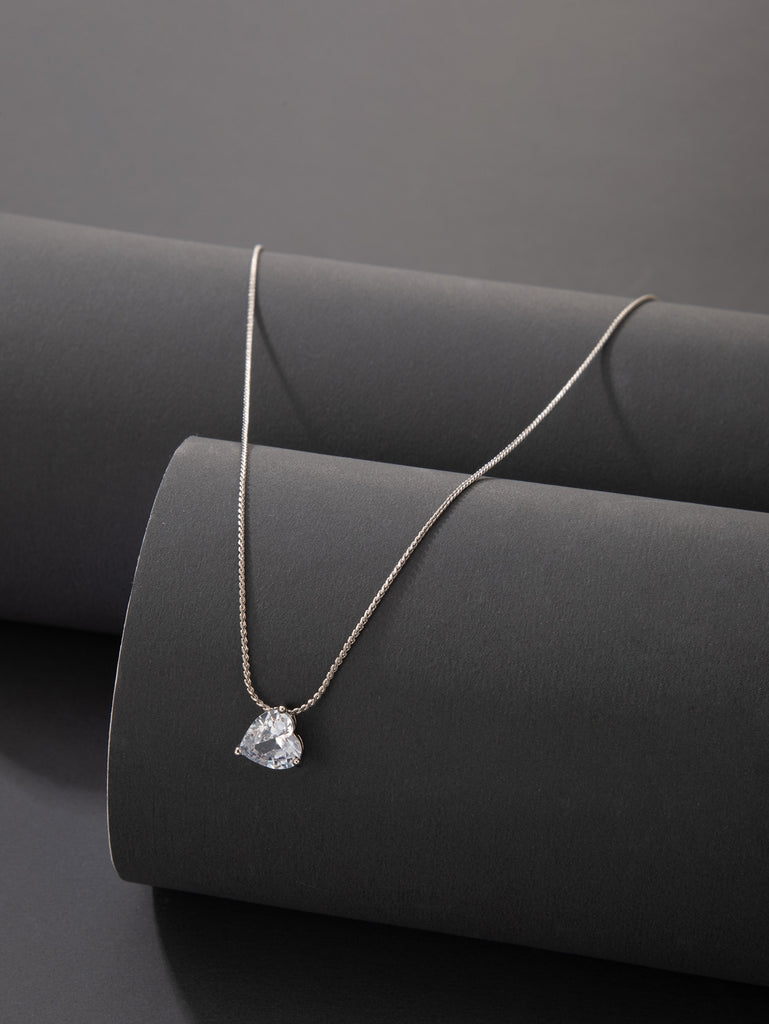 Zircon Heart Charm Necklace