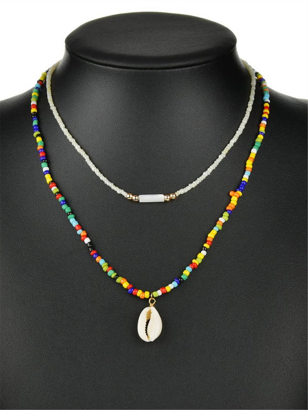 2pcs Conch Pendant Beaded Necklace