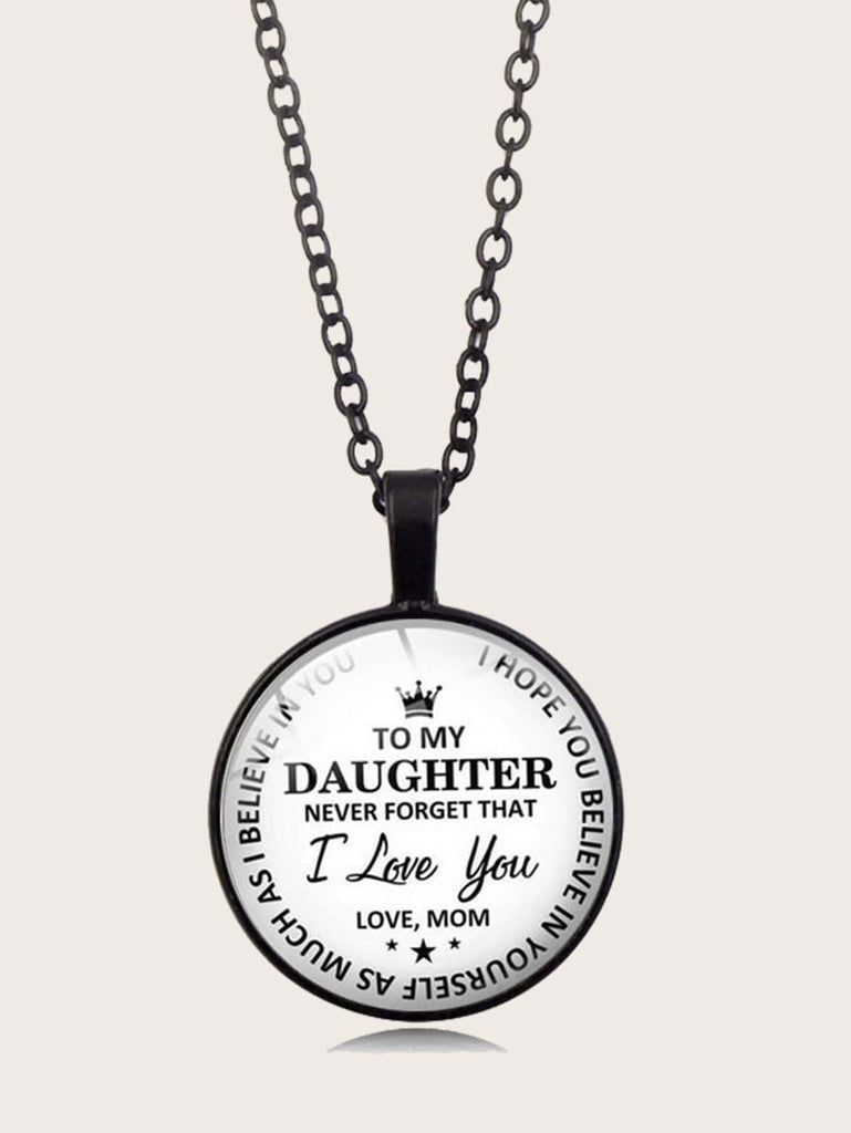 Letter Graphic Round Charm Necklace