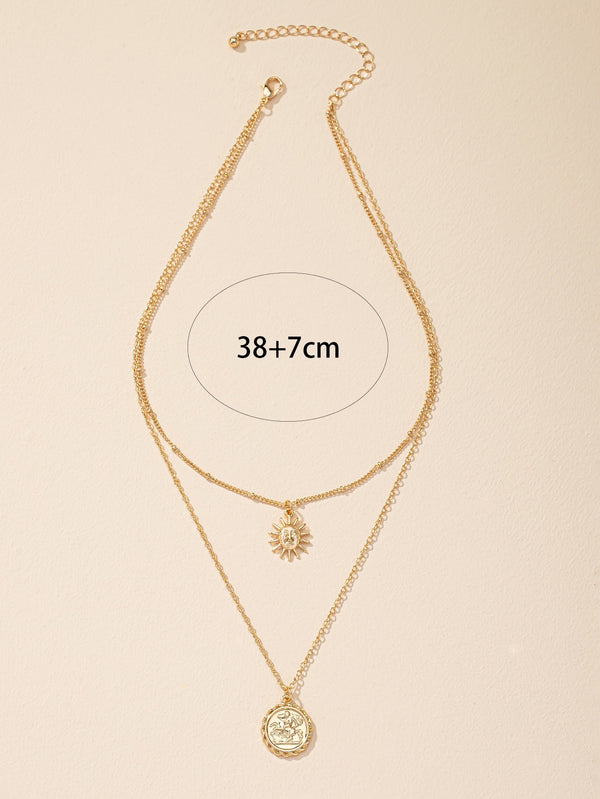Geometric Charm Layered Necklace