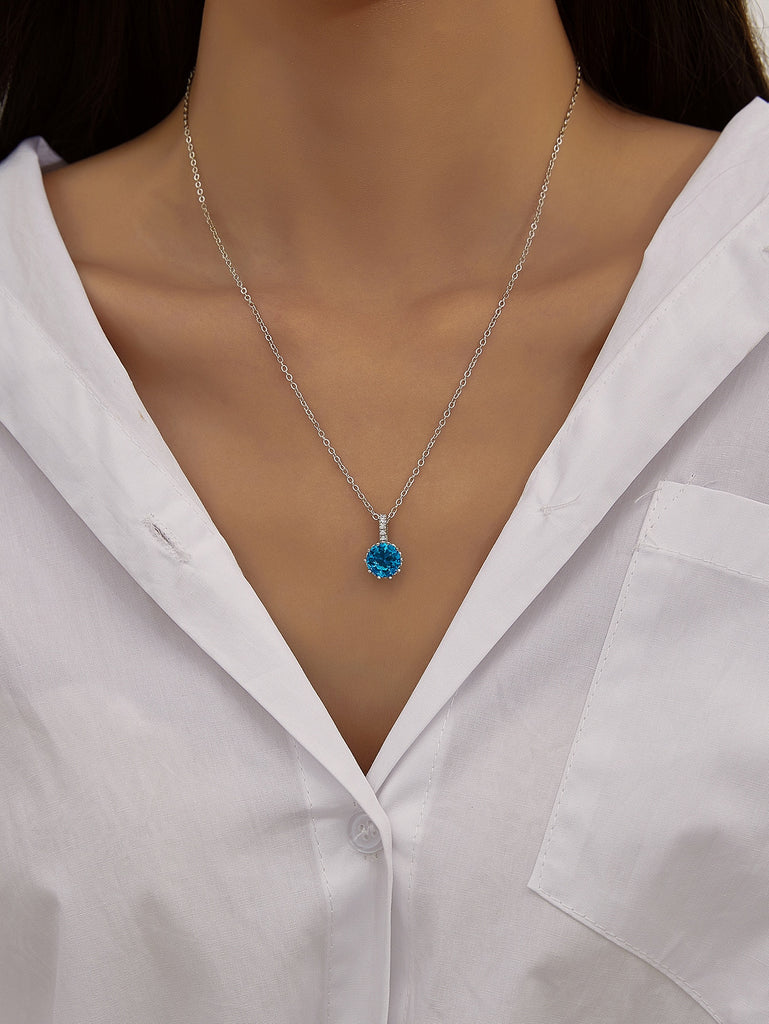 Round Zircon Charm Necklace
