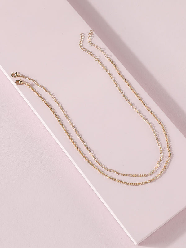 2pcs Simple Gold Necklace
