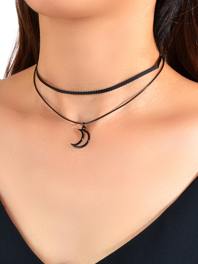 Moon Charm Layered Choker