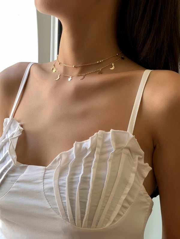 2pcs Star Moon Charm Necklace