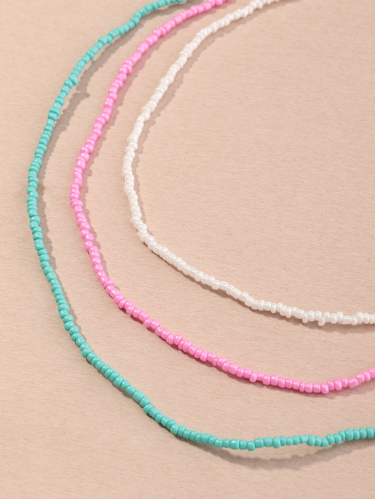 3pcs Simple Beaded Necklace