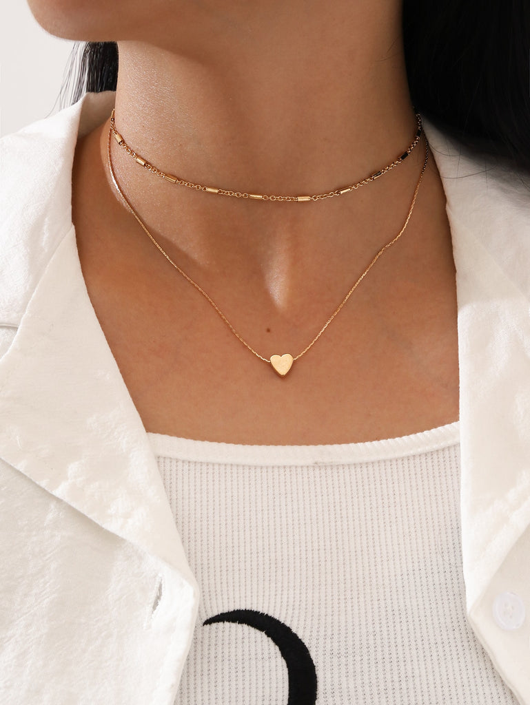 2pcs Heart Decor Necklace