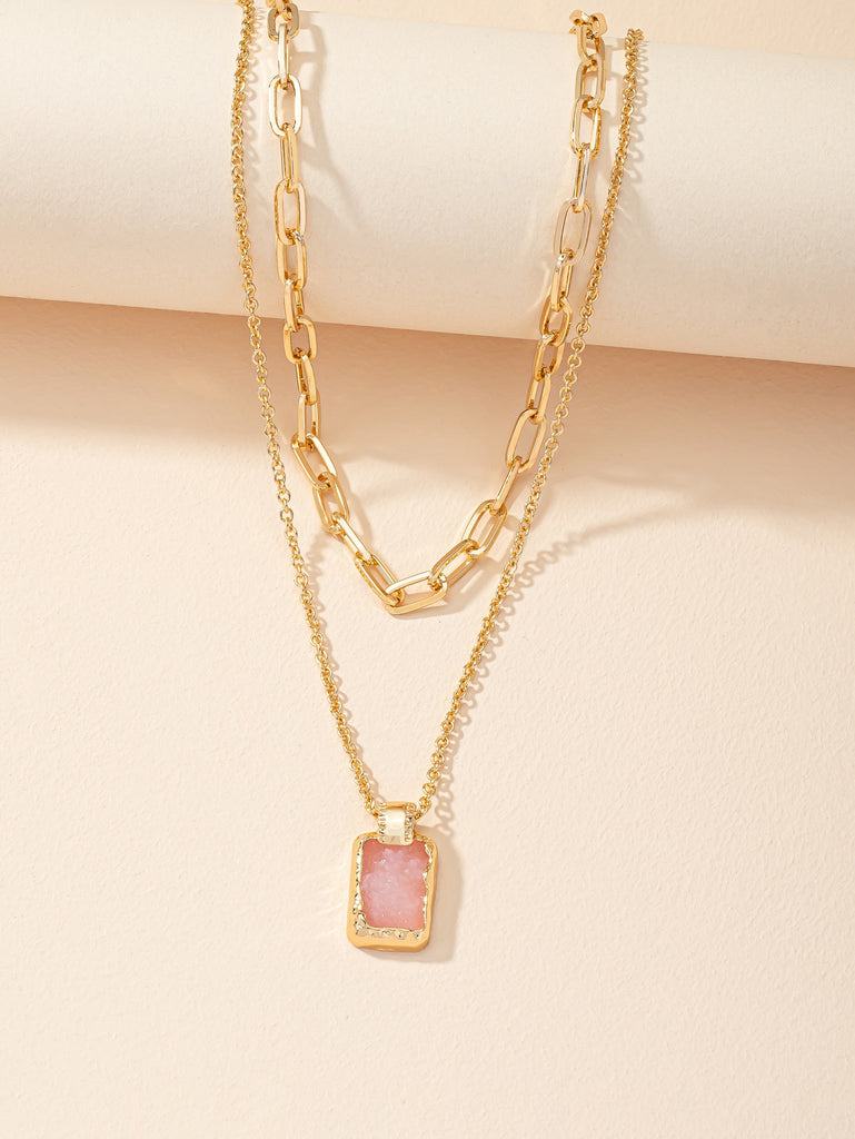 Geometric Charm Layered Necklace