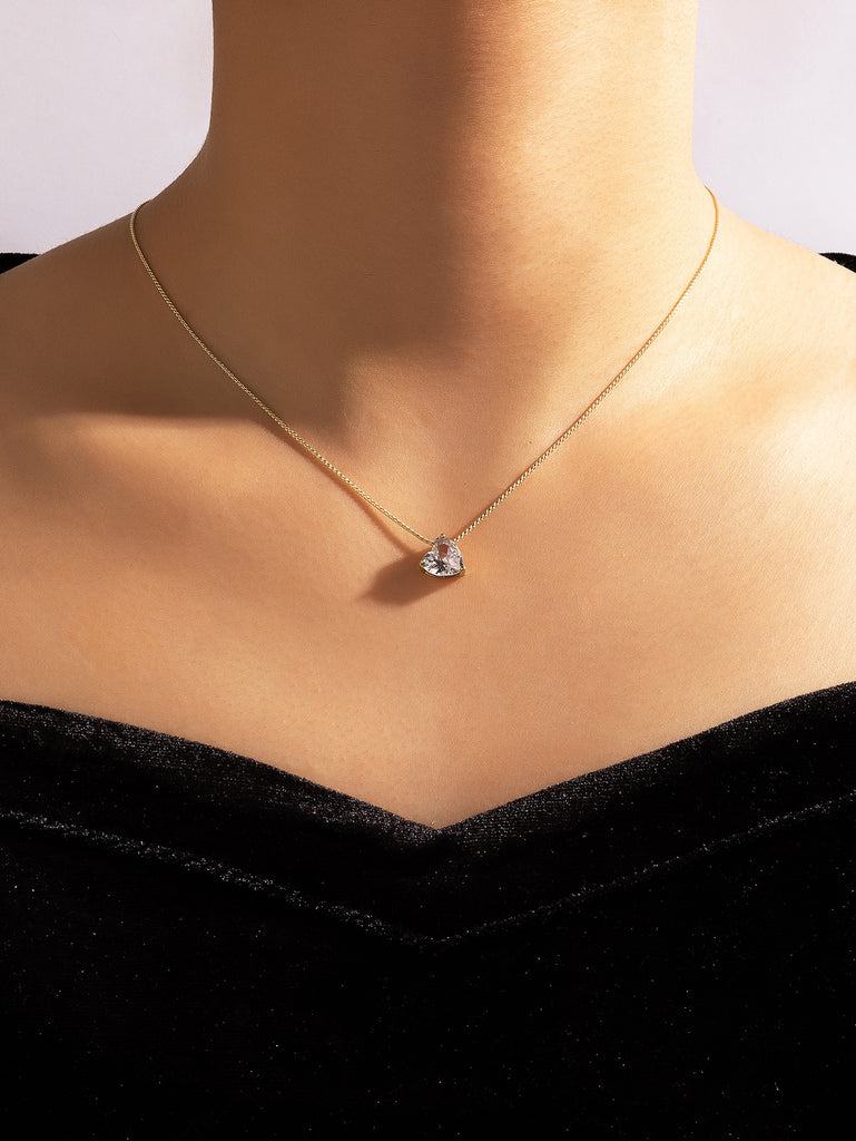 Geometric Zircon Pendant Necklace