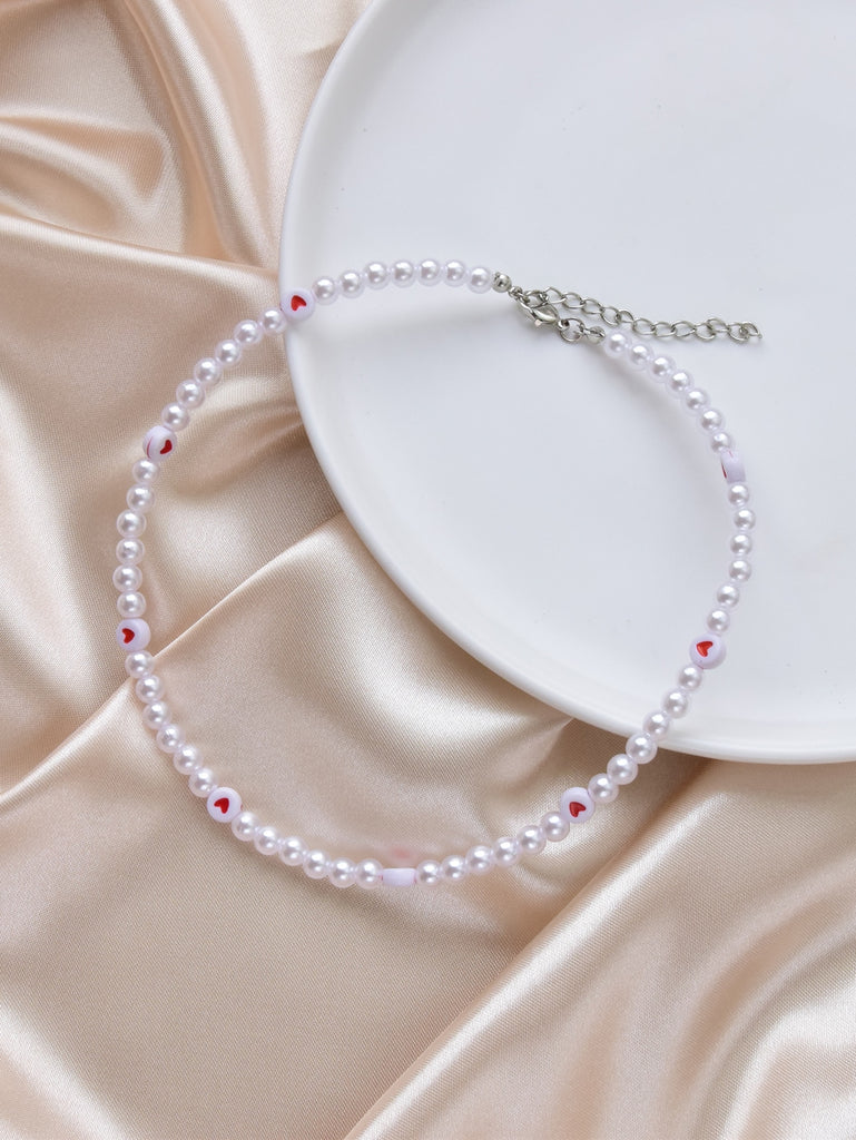 Faux Pearl Beaded Necklace