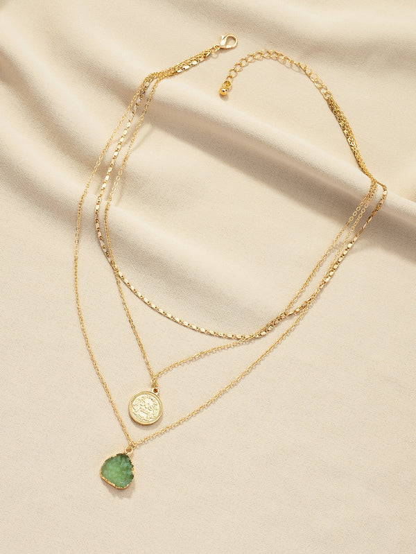 Coin Pendant Layered Necklace