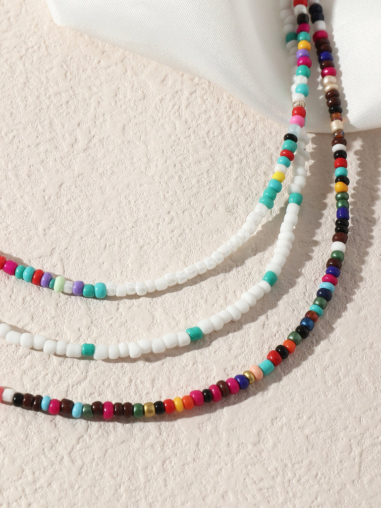 3pcs Simple Beaded Necklace