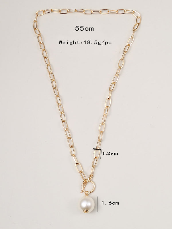 Faux Pearl Charm Necklace