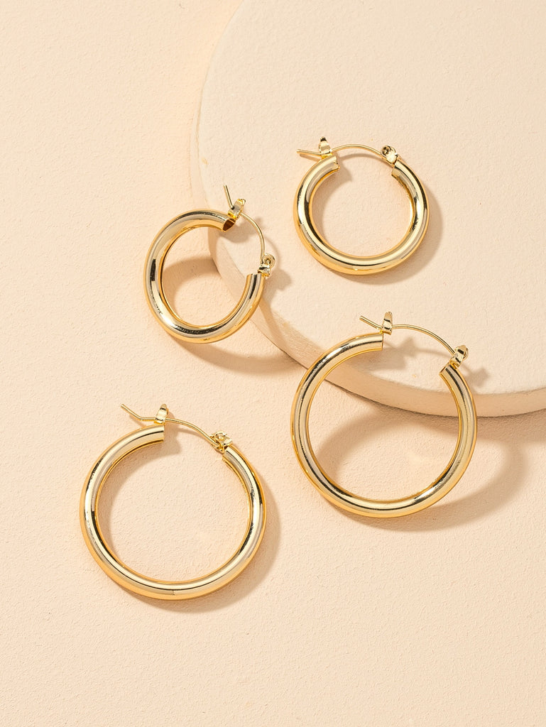 2pairs Simple Hoop Earrings
