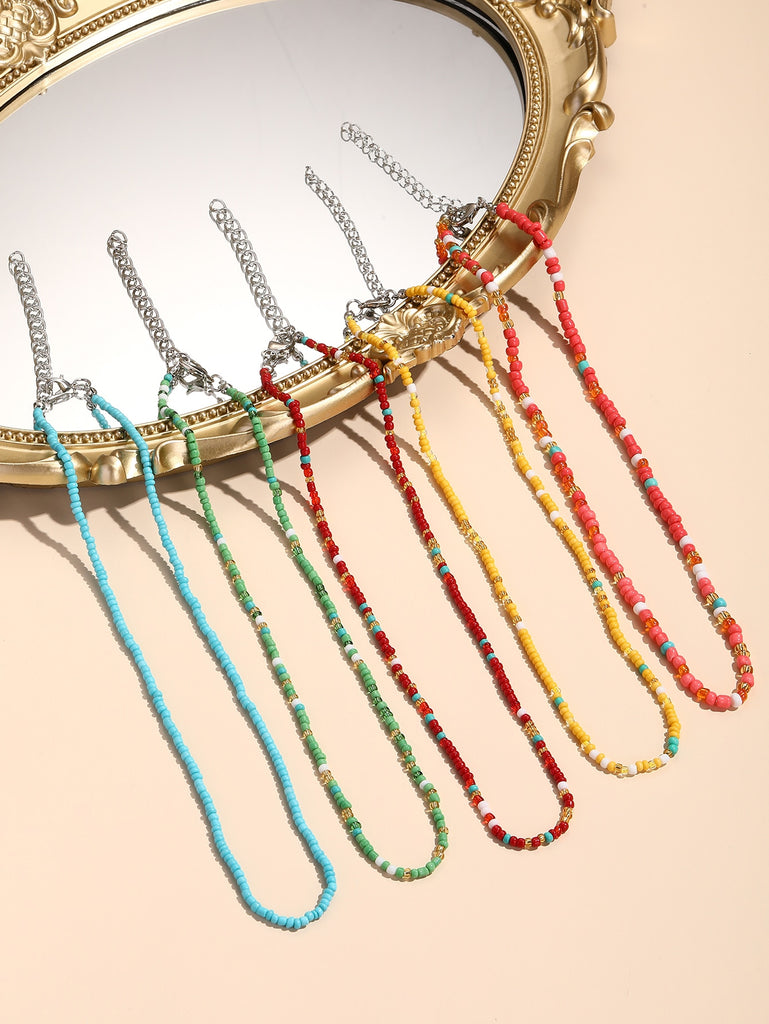 5pcs Colorful Beaded Necklace
