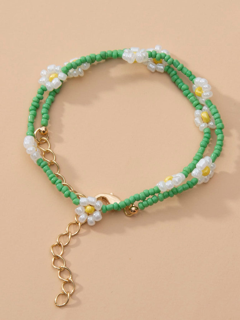 Flower Decor Beaded Necklace