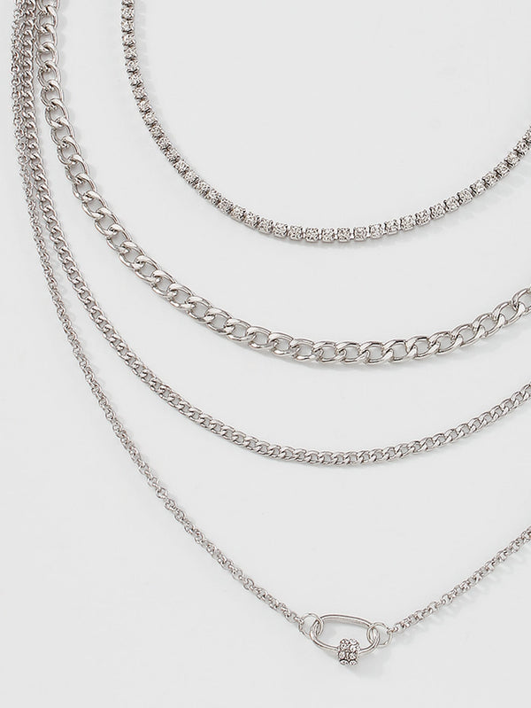 2pcs Rhinestone Decor Layered Necklace