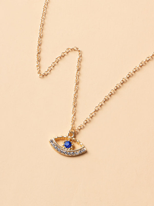 Rhinestone Eye Charm Necklace