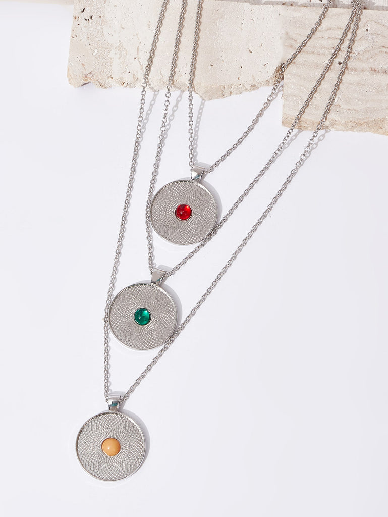 Round Charm Layered Necklace