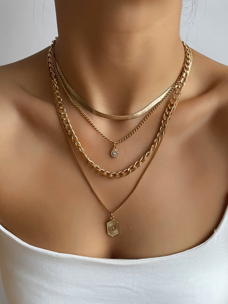 Round Charm Layered Necklace