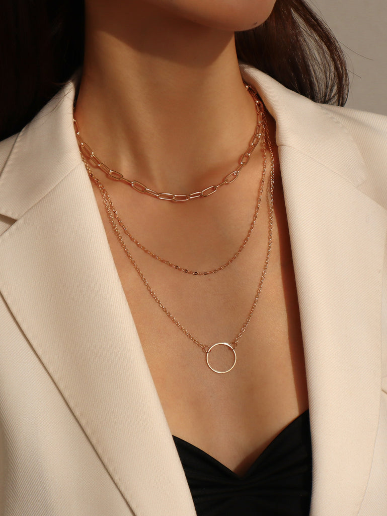 Round Charm Layered Necklace