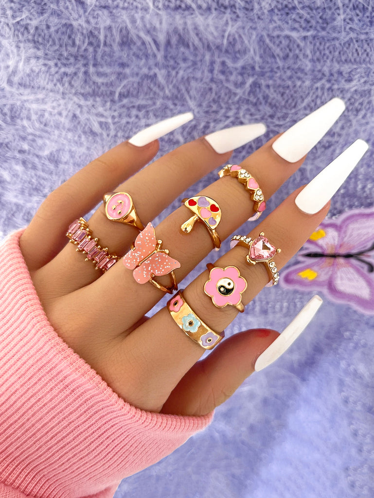 8pcs Yin & Yang Detail Ring