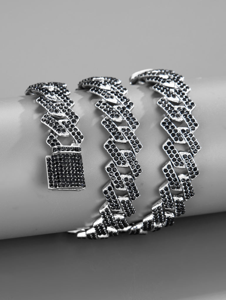 Men Rhinestone Decor Chain Necklace