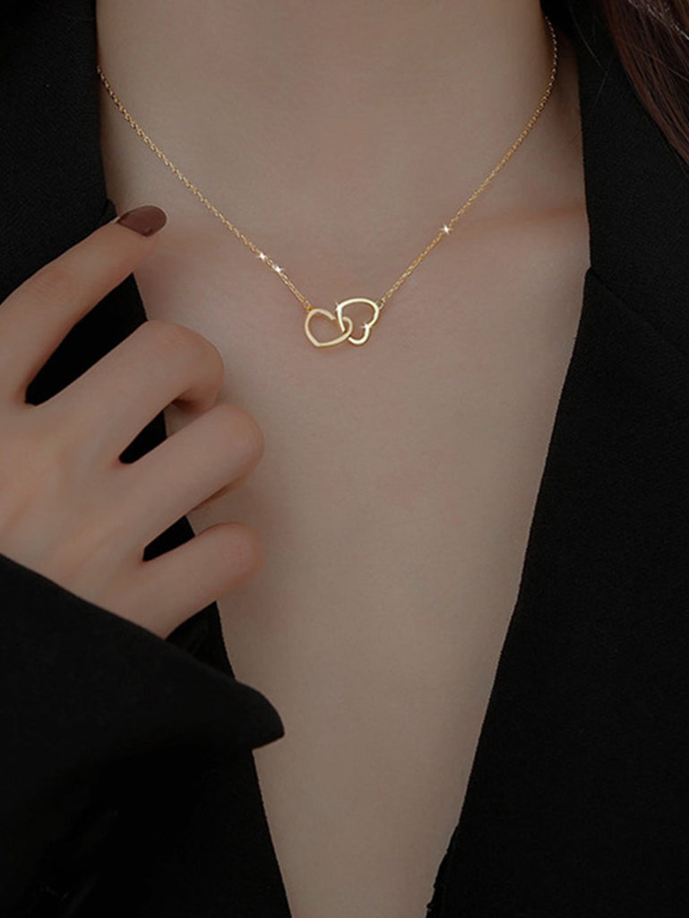Double Heart Charm Necklace