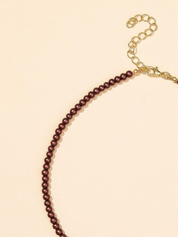 Faux Pearl Beaded Choker