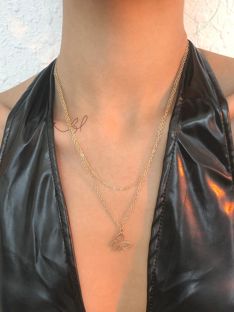 Butterfly Charm Layered Necklace