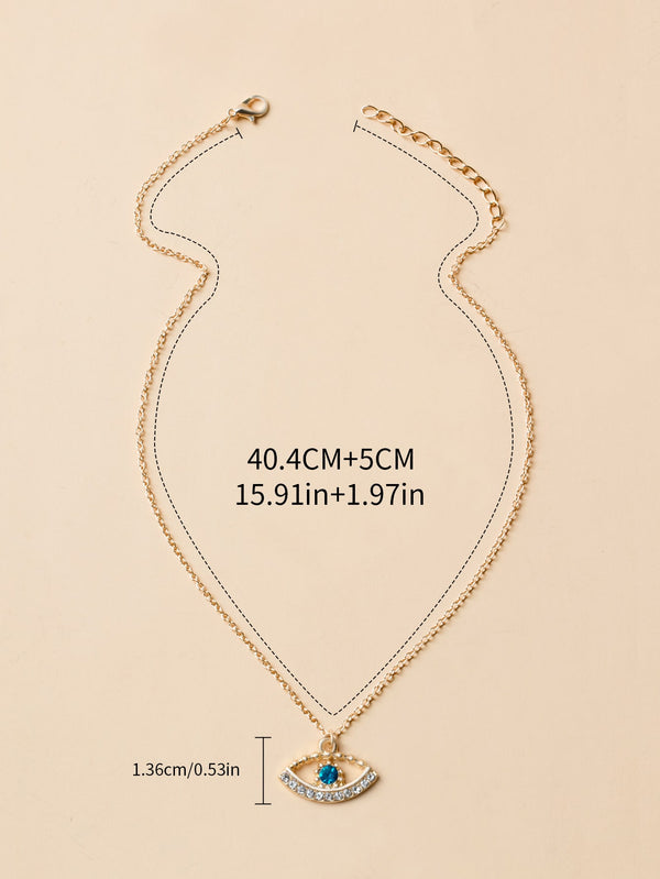 Rhinestone Eye Charm Necklace
