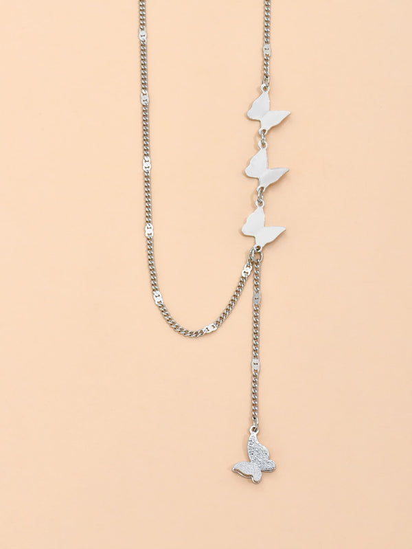 Butterfly Charm Y Lariat Necklace