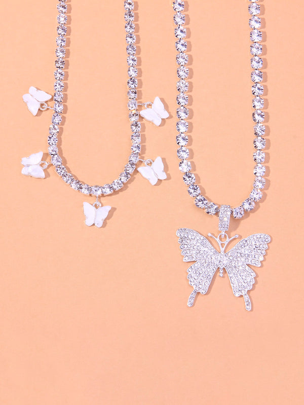 2pcs Butterfly Pendant Necklace