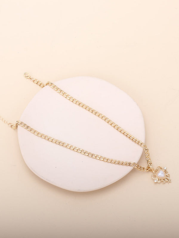 2pcs Faux Pearl Decor Necklace