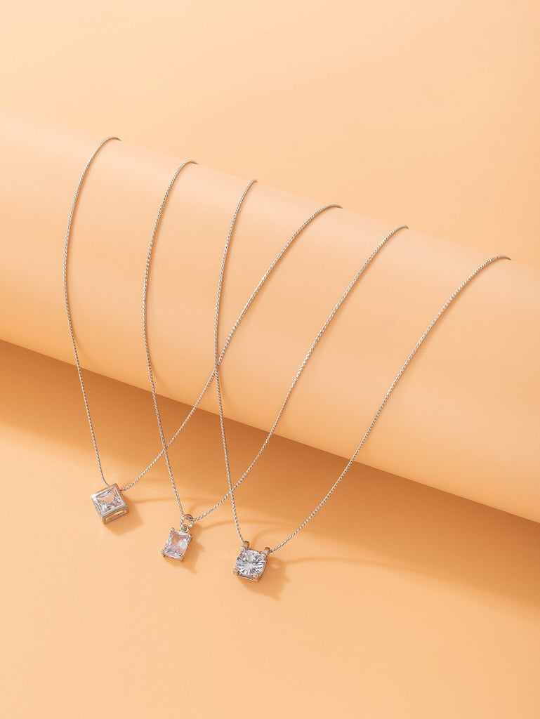 3pcs Zircon Pendant Necklace