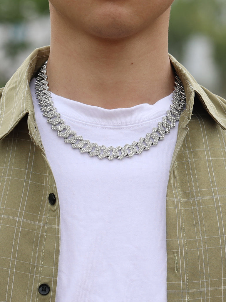 Men Rhinestone Decor Necklace