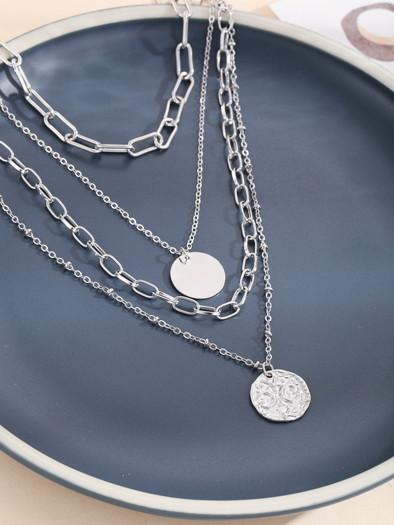 Disc Charm Layered Necklace