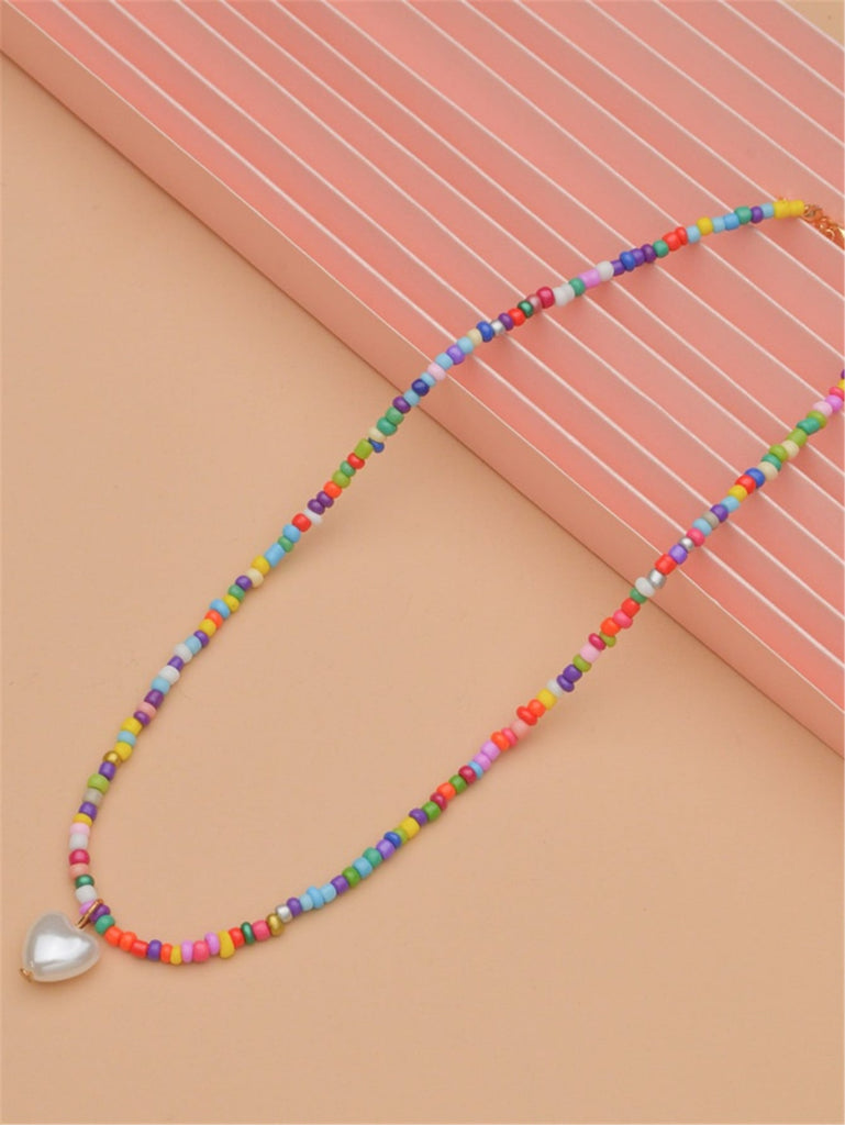 Heart Charm Beaded Necklace