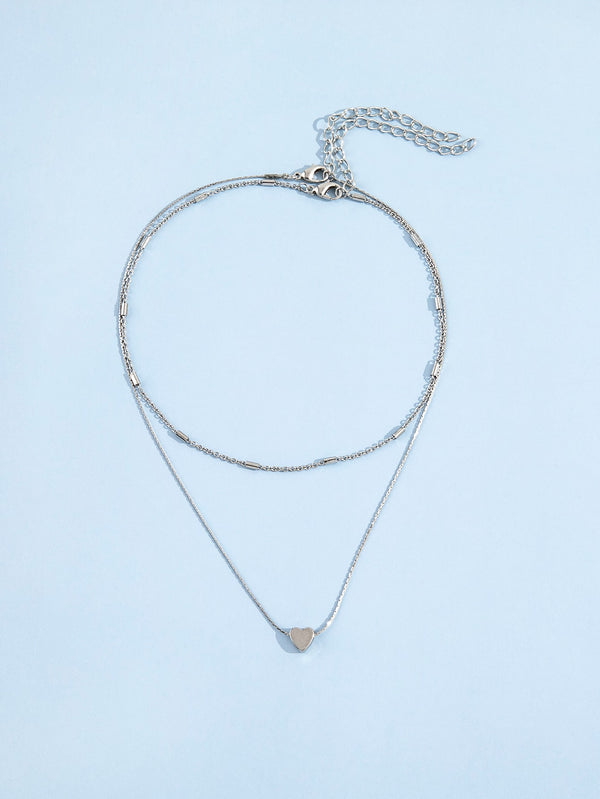2pcs Heart Decor Necklace
