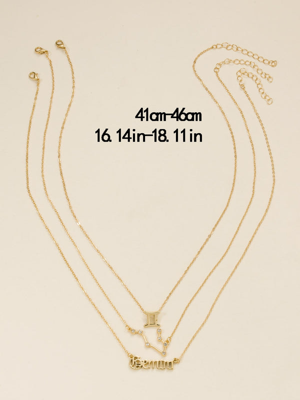 3pcs Zodiac Gemini Charm Necklace