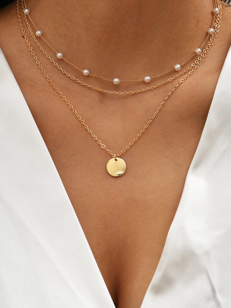 2pcs Disc Charm Necklace