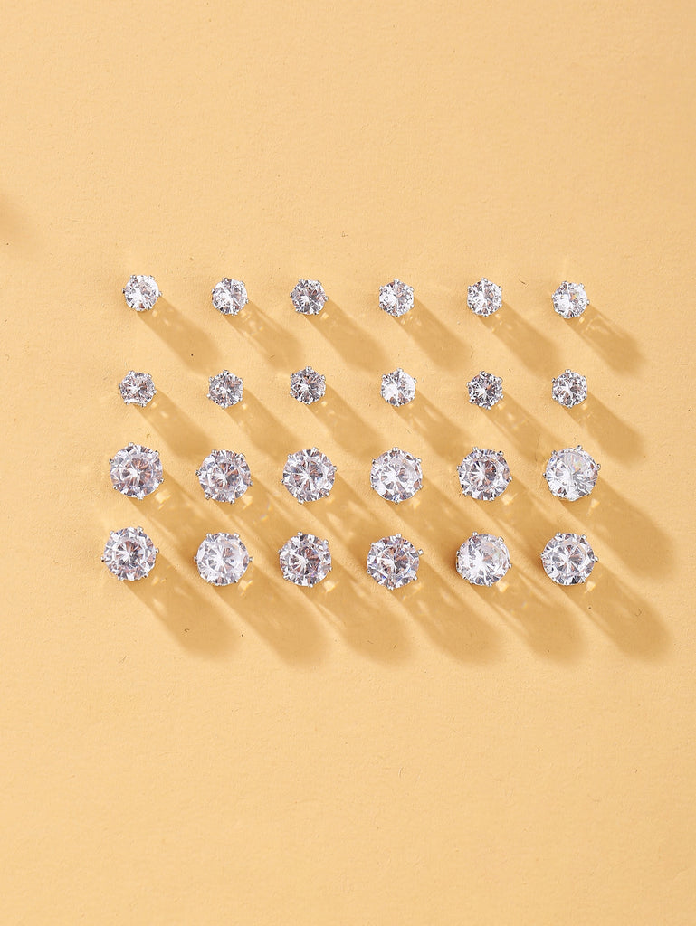 12pairs Zircon Decor Stud Earrings
