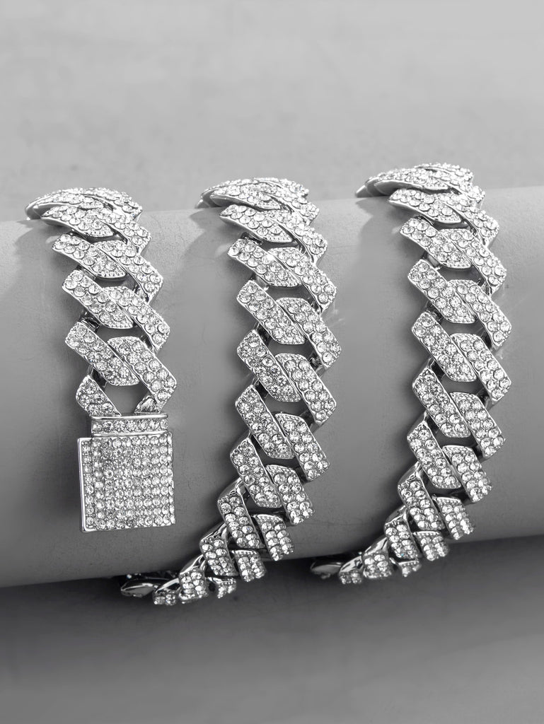 Men Rhinestone Decor Necklace