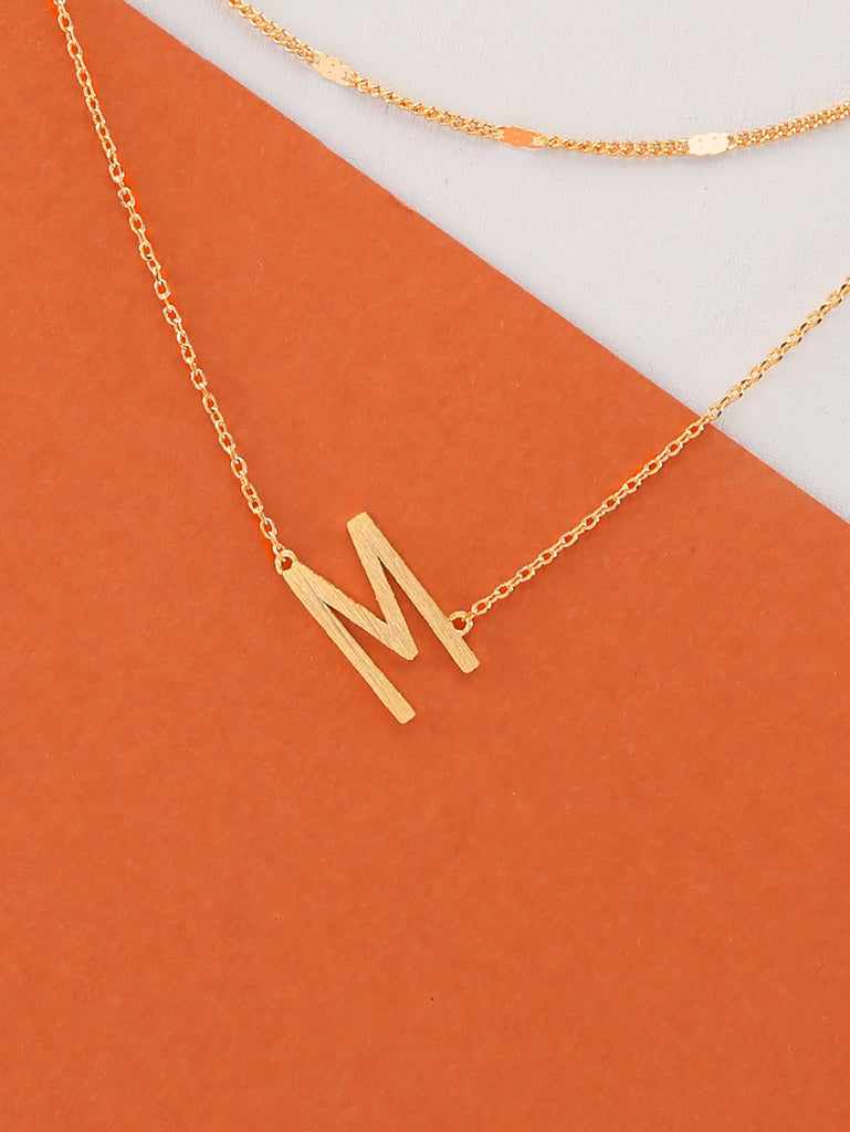 Dainty Layer Gold Chain Letter M Pendant Necklace