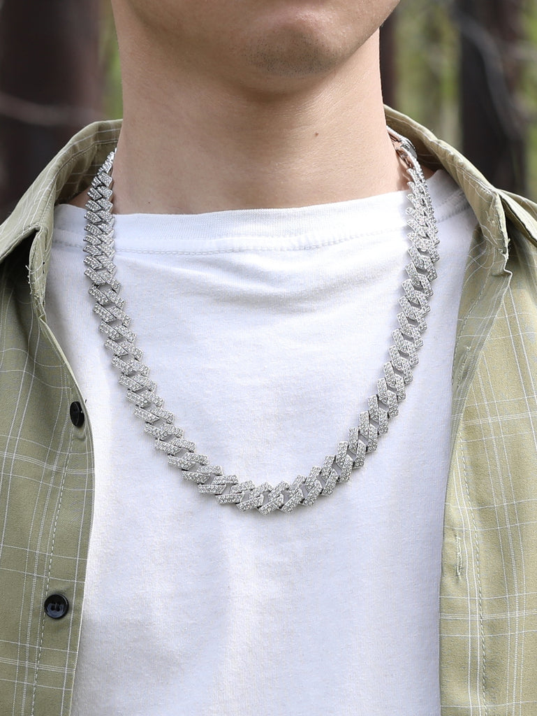 Men Rhinestone Decor Chain Necklace