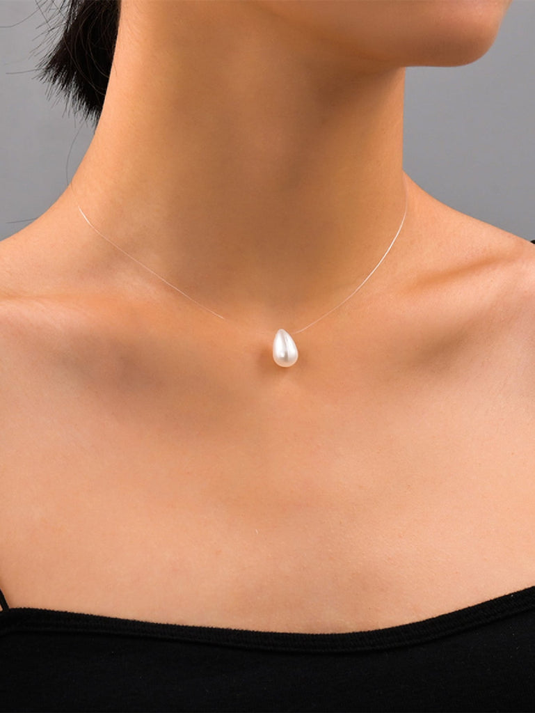 Faux Pearl Charm Necklace