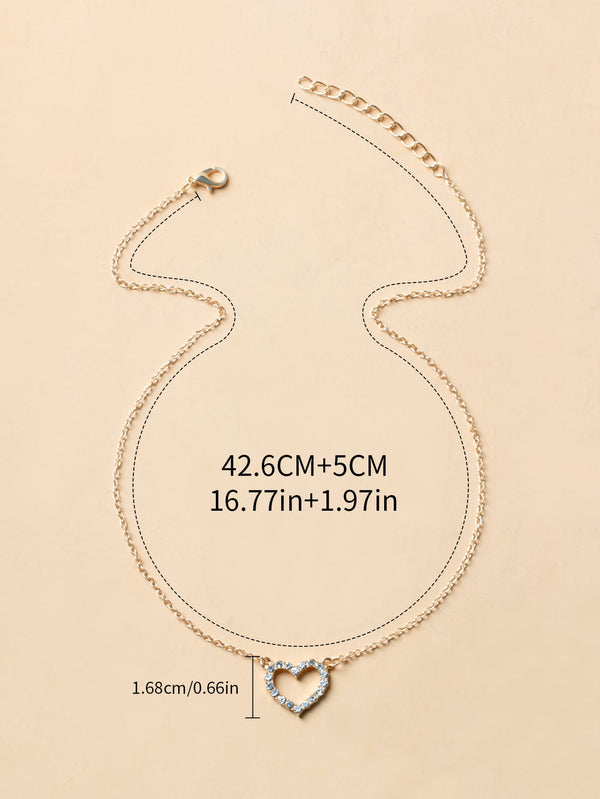 Rhinestone Heart Decor Necklace