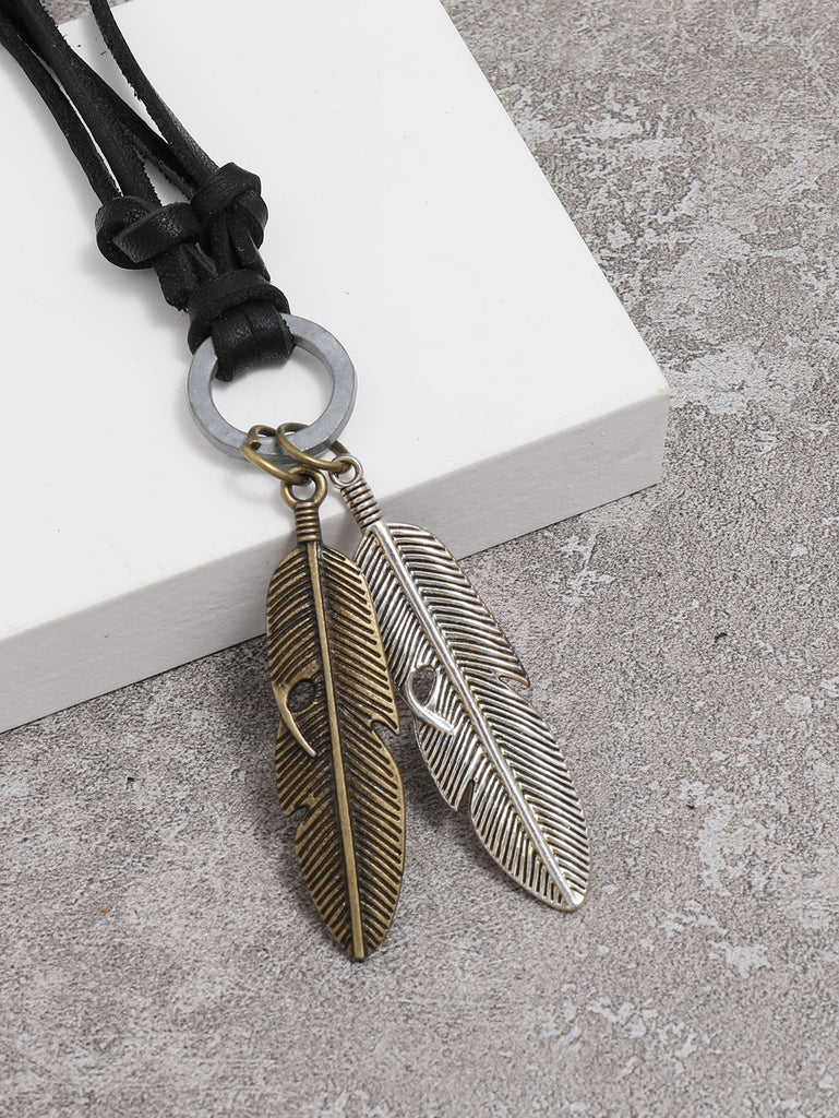Men Feather Pendant Necklace